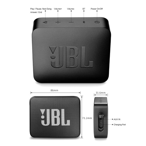 Enceinte Bluetooth sans fil JBL GO 2, étanche IPX7, avec micro